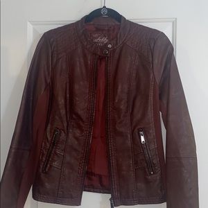 Burgundy Faux Leather Jacket